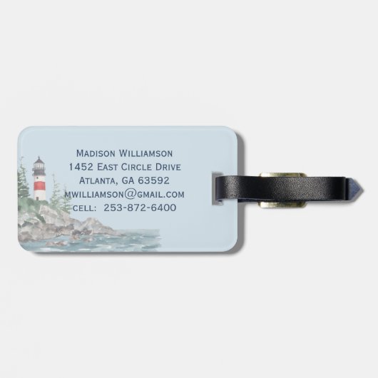 コースト魅力的ライトハウスロックスモノグラム名 ラゲッジタグ (裏面横)