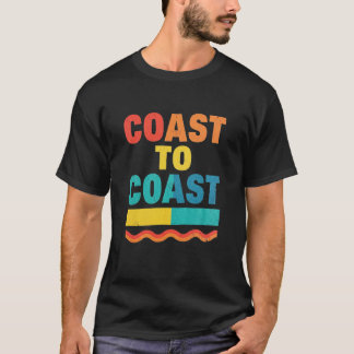コースト・トゥ・コースト・レトロ・サンセット・タイポグラフィ Tシャツ