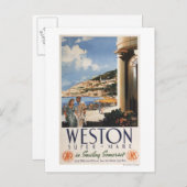 コースト・レイルウェイポスターを見下ろすカップル ポストカード (正面/裏面)