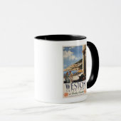 コースト・レイルウェイポスターを見下ろすカップル マグカップ (正面右)