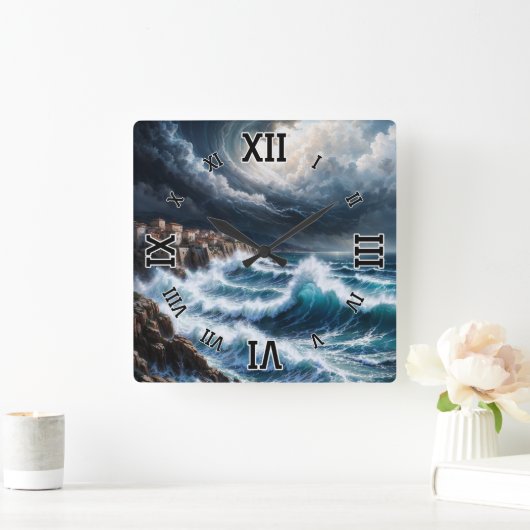 コーストAIアート地中海のによる嵐Xendor7 スクエア壁時計 (ホーム)