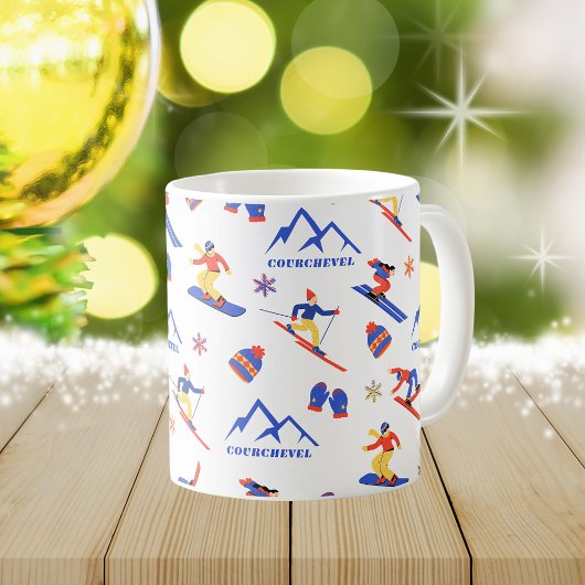 コースヴェルFranceスキースノーボードパターン コーヒーマグカップ