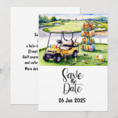 コース上のゴルフバースデーパーティーの装飾 招待状 (正面/裏面)