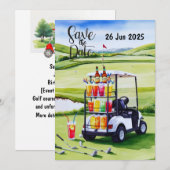 コース上のゴルフバースデーパーティーの装飾 招待状 (正面/裏面)