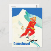 コース，スキートラック上の女性，フランス，ヴィンテージ ポストカード (正面/裏面)