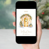 コーズ家の玄関のドア冬のクリスマス シーズンカード