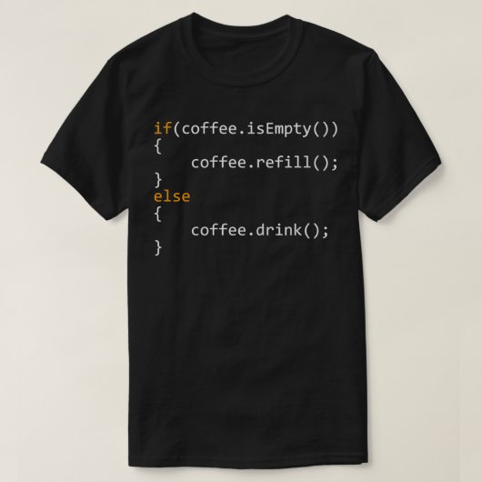 コーダおもしろいー用のプログラマコーヒーギフト Tシャツ (デザイン正面)