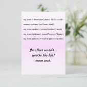 コーダの言葉 – あなたはお母さ最高のん サンキューカード (スタンド正面)