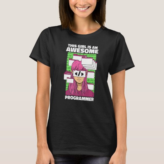 コーダガール符号化開発者プログラミングソフトP Tシャツ (正面)