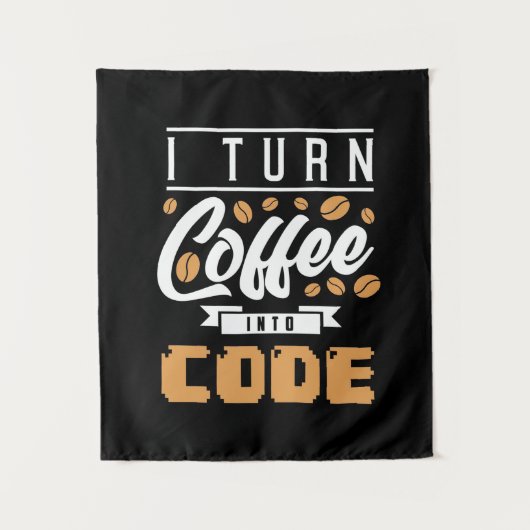 コーダーがコーヒーをコードに変える タペストリー (正面)
