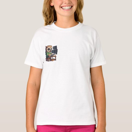 コーダーオウル コンピューター キッズ Tシャツ (正面)