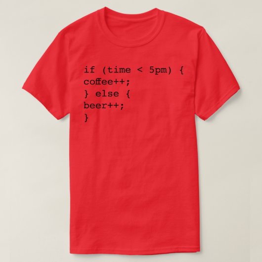 コーダーコンピュータサイエンスコーヒービール Tシャツ (デザイン正面)
