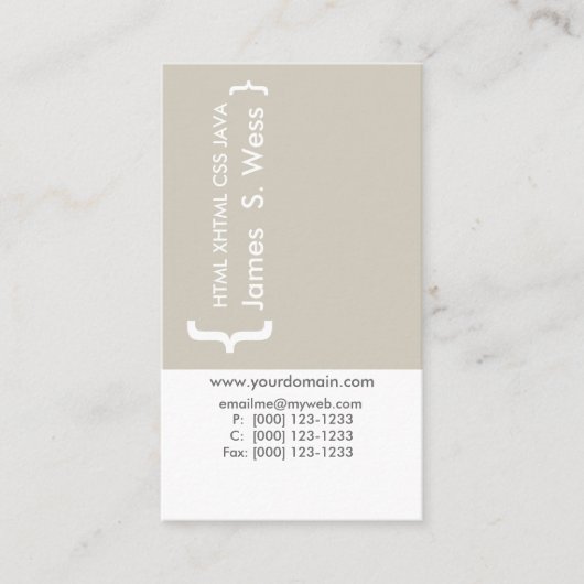 コーダーTechieミニマルなCSSのコンピュータ・プログラマー 名刺 (正面)