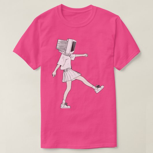 コーダ女の子コンピュータヘッド Tシャツ (デザイン正面)