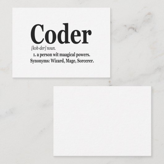 コーダ定義かわいいおもしろいコンピュータおたくギフト ノートカード (正面/裏面)
