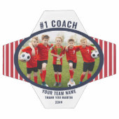 コーチありがとうチームの写真パーソナライズされた サッカーボール (フラット)