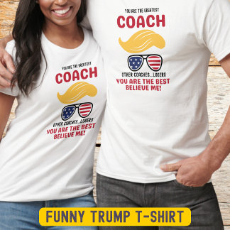 コーチおもしろい愛国的サングラストランプ Tシャツ