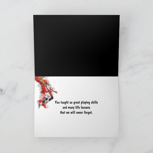 コーチのためにネットでバスケットボールありがとう カード (内部)