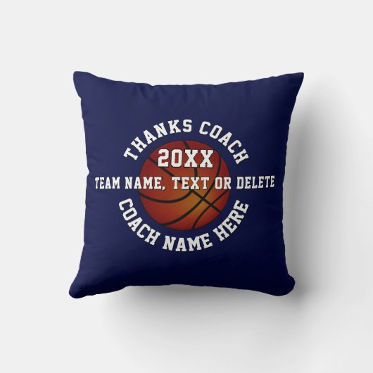 コーチのためのすべてのプレーヤーの名前のバスケットボールのギフト クッション (裏面)