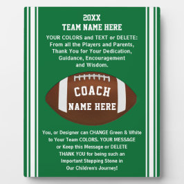 コーチのための感謝メッセージサッカーのプラーク フォトプラーク