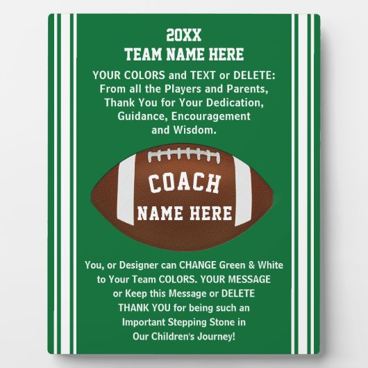 コーチのための感謝メッセージサッカーのプラーク フォトプラーク (正面)