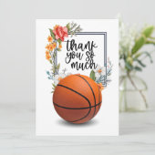 コーチのための花を持つバスケットボール サンキューカード (スタンド正面)