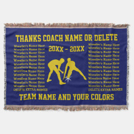 コーチのギフトを苦闘しているレスリング選手は5つのテキスト・ボックスを示します スローブランケット