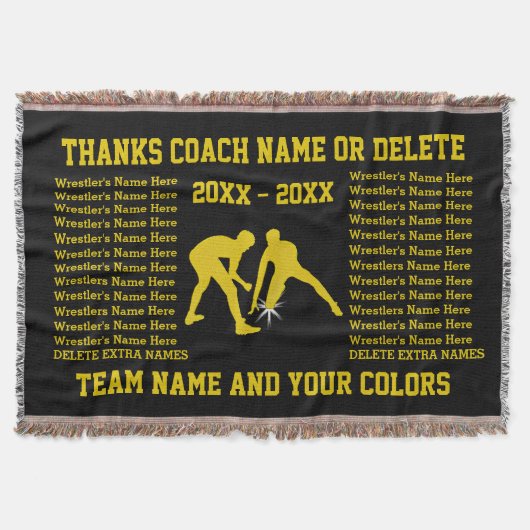 コーチのギフト、すべてのプレーヤーを苦闘する黒および金ゴールド スローブランケット (正面)