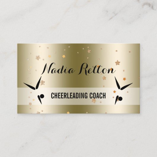 コーチのチアリーダーをする社会的な媒体|の金ゴールドの星 名刺 (正面)