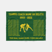 コーチの感謝のギフトを苦闘する緑および金ゴールド フリースブランケット (正面(横))