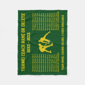 コーチの感謝のギフトを苦闘する緑および金ゴールド フリースブランケット (正面)