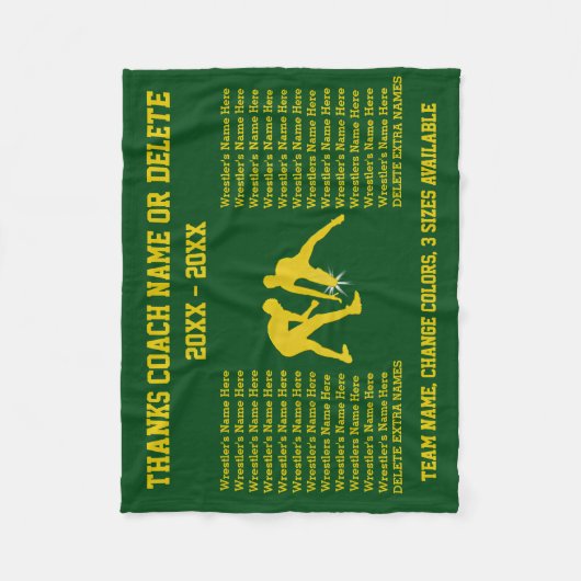 コーチの感謝のギフトを苦闘する緑および金ゴールド フリースブランケット (正面)