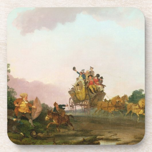 コーチの飲み騒ぐ人、c.1785-90 (キャンバスの油) コースター (正面)