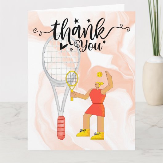 コーチへのテニスボール付き感謝カード サンキューカード (正面)