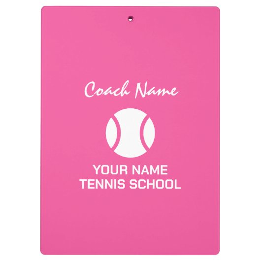 コーチまたはキャプテンのためのピンクテニスコートのクリップボード クリップボード (裏面)