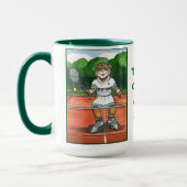 コーチまたはプレーヤーのためのパーソナライズなテニスのマグ マグカップ (左)