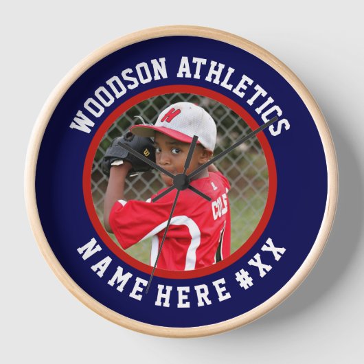 コーチカスタムまたは選手のためのスポーツチームのギフト 壁時計 (正面)