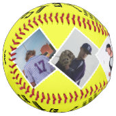 コーチギフトパーソナライズされた、6枚の写真とプレイヤーの名前 ソフトボール (正面左)