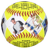 コーチギフトパーソナライズされた、6枚の写真とプレイヤーの名前 ソフトボール (正面)