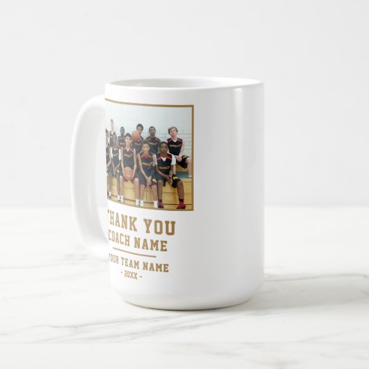 コーチチーム名の写真に感謝 コーヒーマグカップ (正面左)