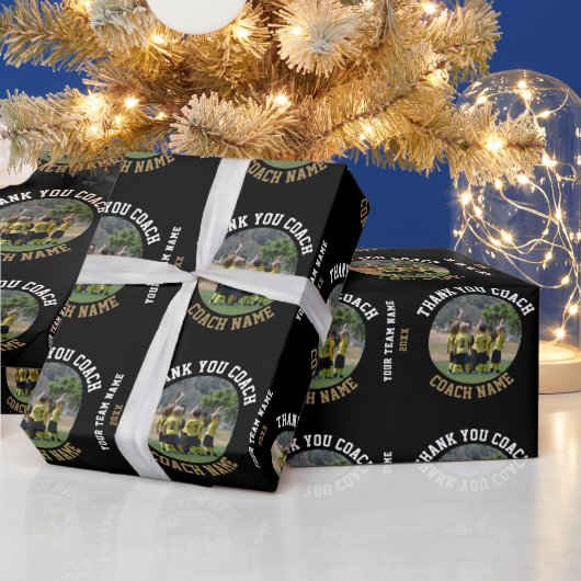 コーチチーム名の写真に感謝 ラッピングペーパー (クリスマス)