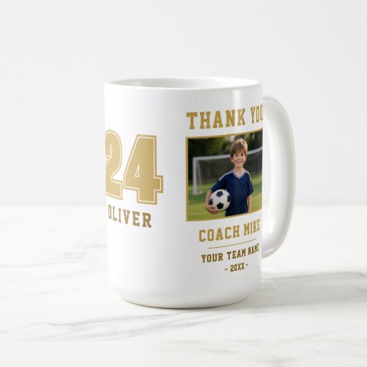 コーチチーム名ナンバーフォトマグ コーヒーマグカップ (正面右)
