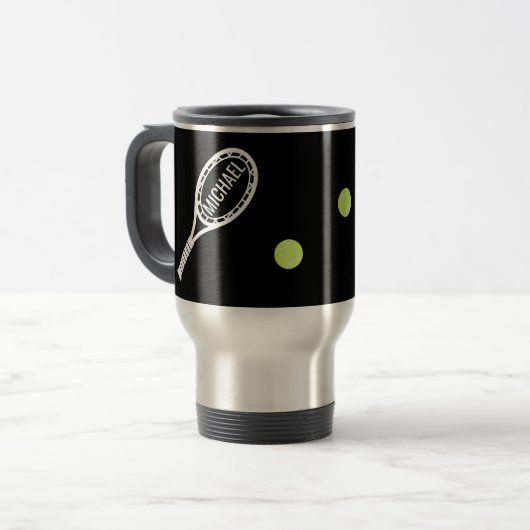 コーチテニスプレーヤーパーソナライズされたタンブラー トラベルマグ (正面左)