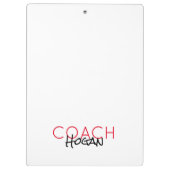 コーチネームカスタム文字レッドブラックスポーツモダン クリップボード (裏面)