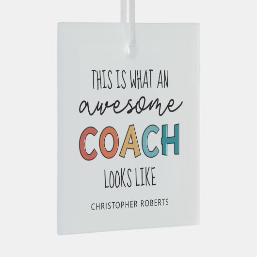 コーチパーソナライズされたギフト |コー素晴らしチおもしろい ガラスオーナメント (正面右)