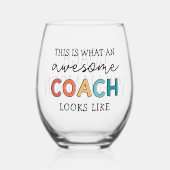 コーチパーソナライズされたコーおもしろいチ ステムなしワイングラス (正面)