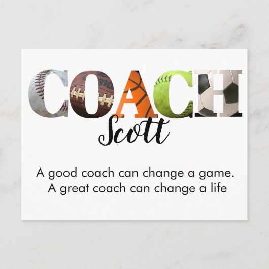 コーチパーソナライズされた名選手 ポストカード (正面)