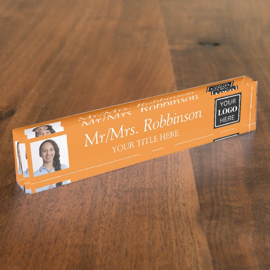 コーチフォトチームロゴモダン デスクネームプレート (側面)