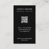 コーチモダンフィットネストレーナーフォトQRコードブラック 名刺 (裏面)