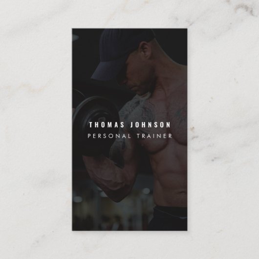 コーチモダンフィットネストレーナーフォトQRコードブラック 名刺 (正面)